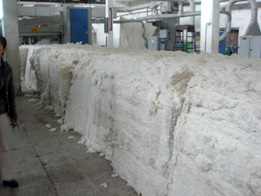 �@ベトナムのタオルメーカーがウズベキスタン等から束になった綿花を仕入れます。 